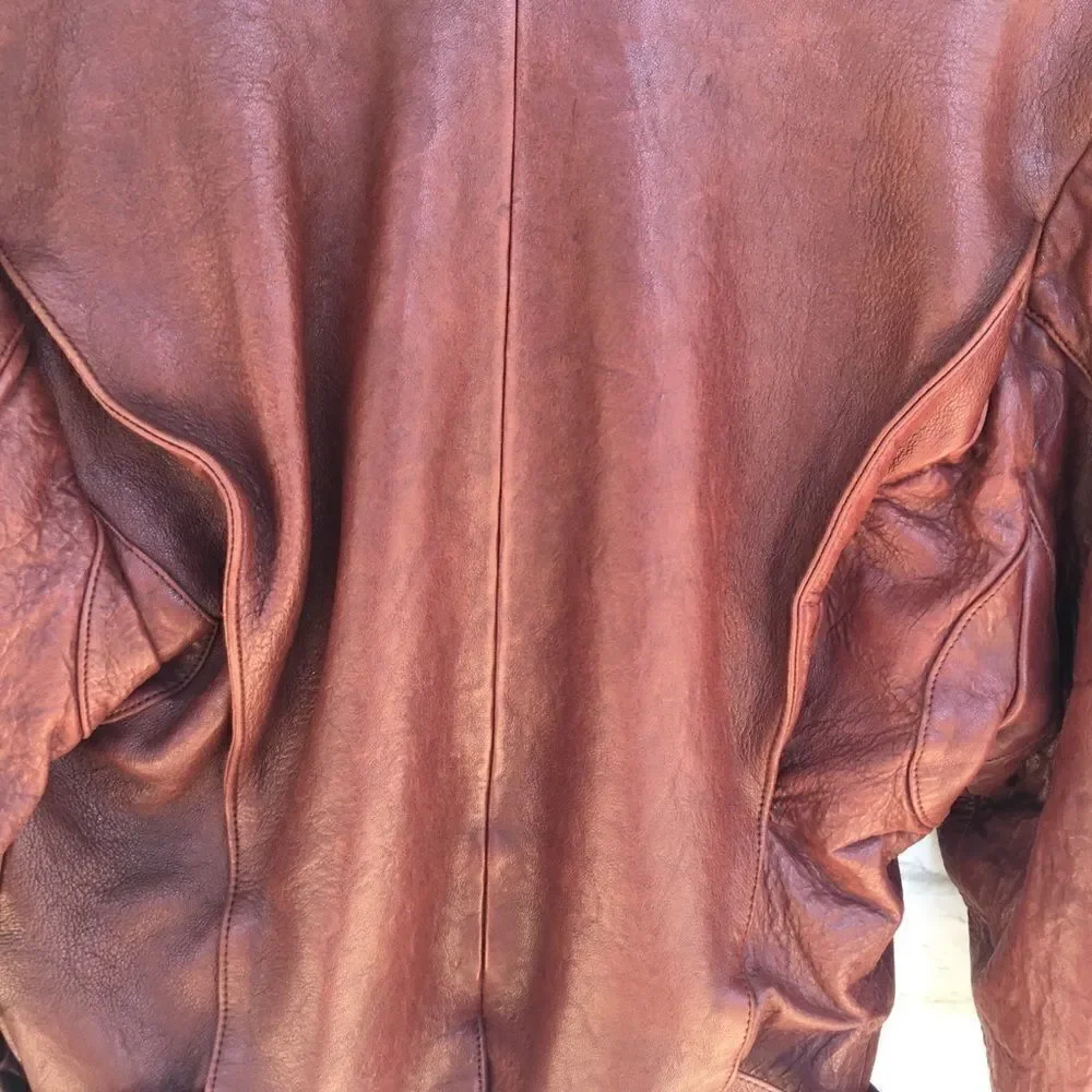 Sea Dream Womens Brown Zip Lined Leather Bomber Jacket 10